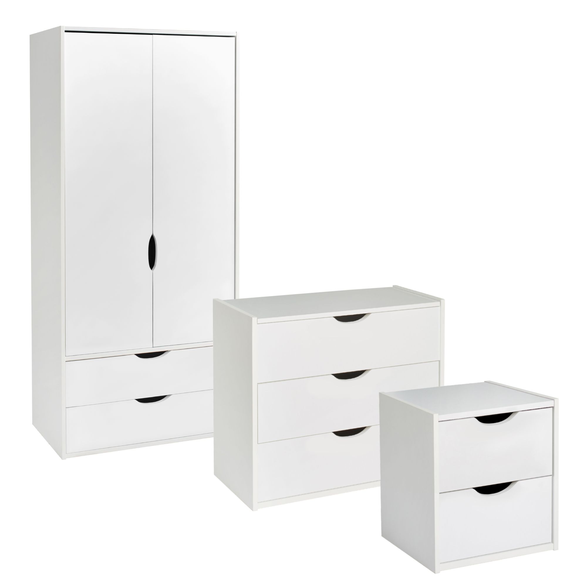 Hartnett Matt white 3 piece Bedroom furniture set