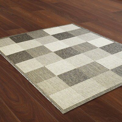 Harvies Square Grey & white Rug 230cmx160cm | DIY at B&Q