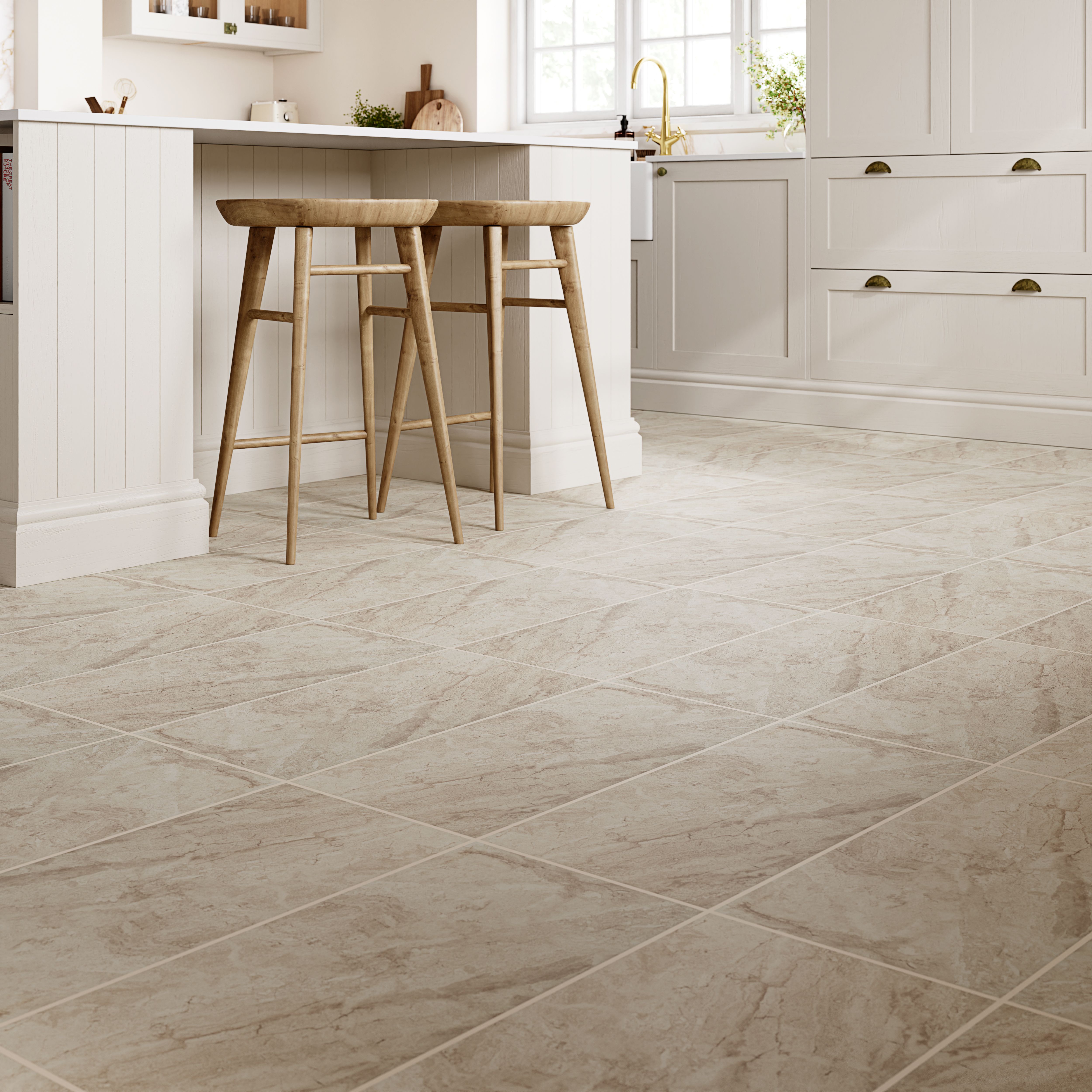 Haver Chalk Matt Stone effect Ceramic Indoor Wall & floor Tile, Pack of 6, (L)600mm (W)300mm