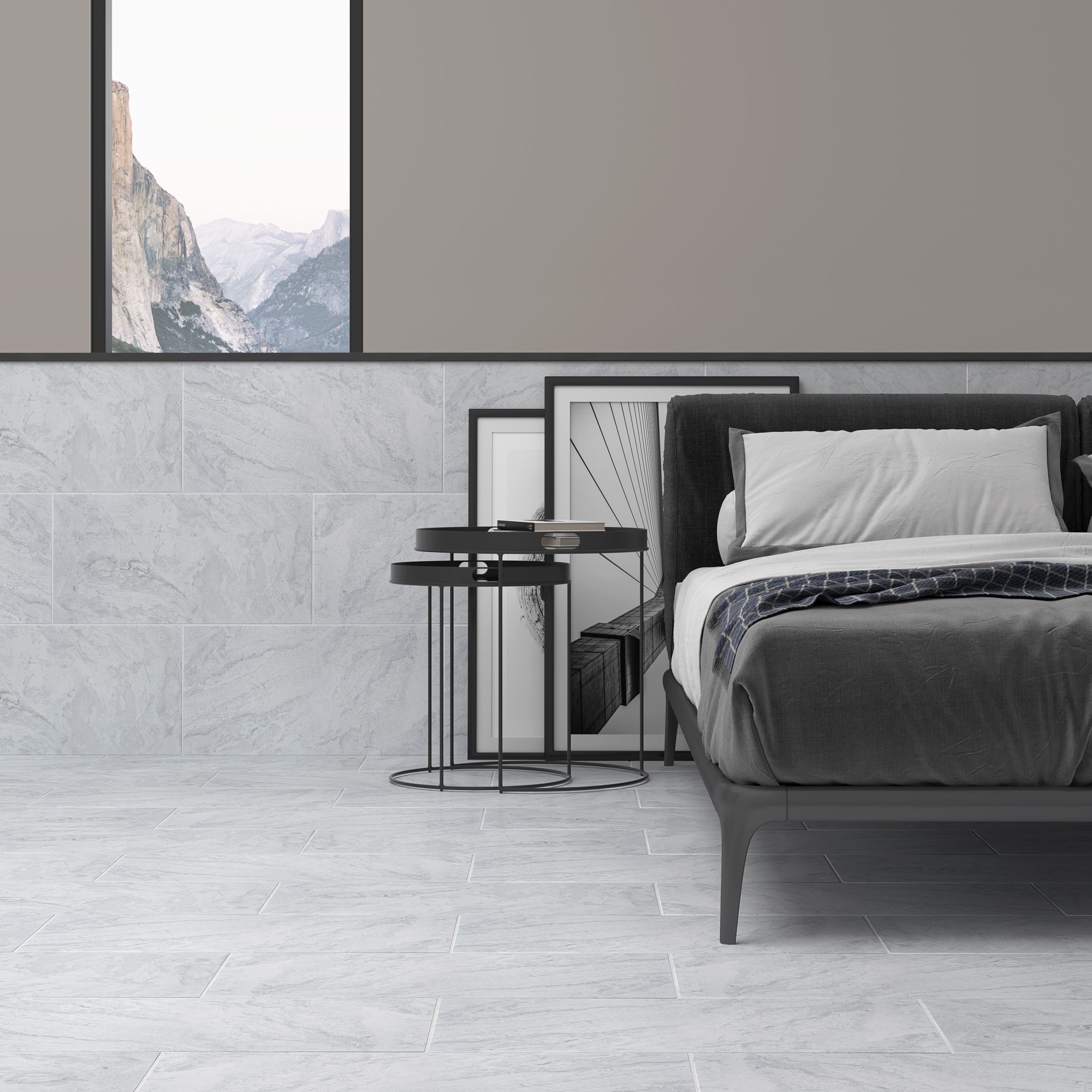 Haver Light grey Matt Travertine effect Ceramic Indoor Wall & floor Tile Sample