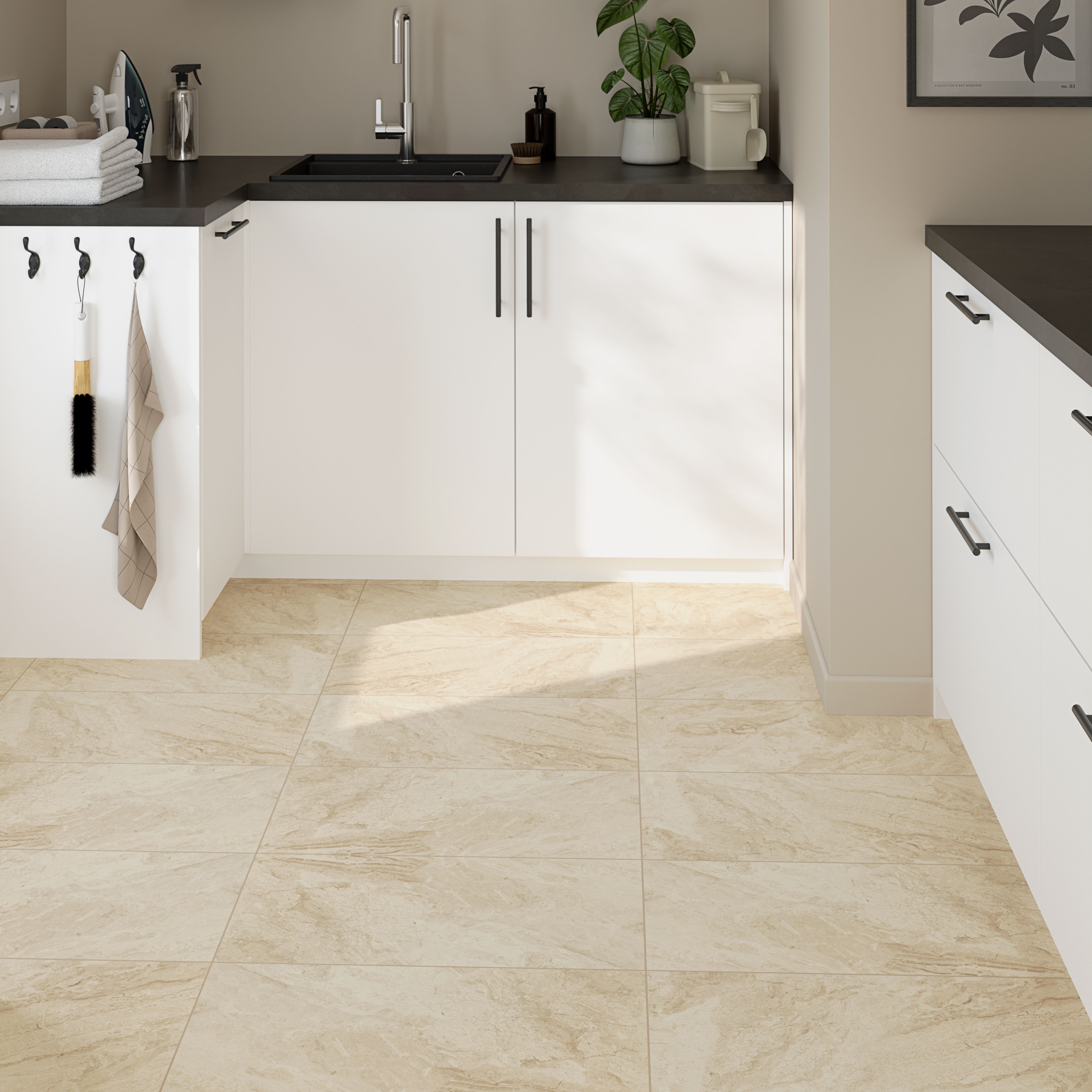 Haver Sand Matt Stone effect Ceramic Indoor Wall & floor Tile, Pack of ...