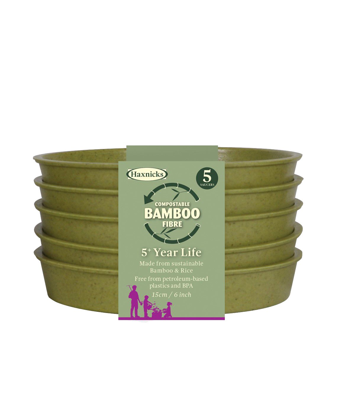 Haxnicks Sage Green Saucer (Dia)15cm, Pack of 5