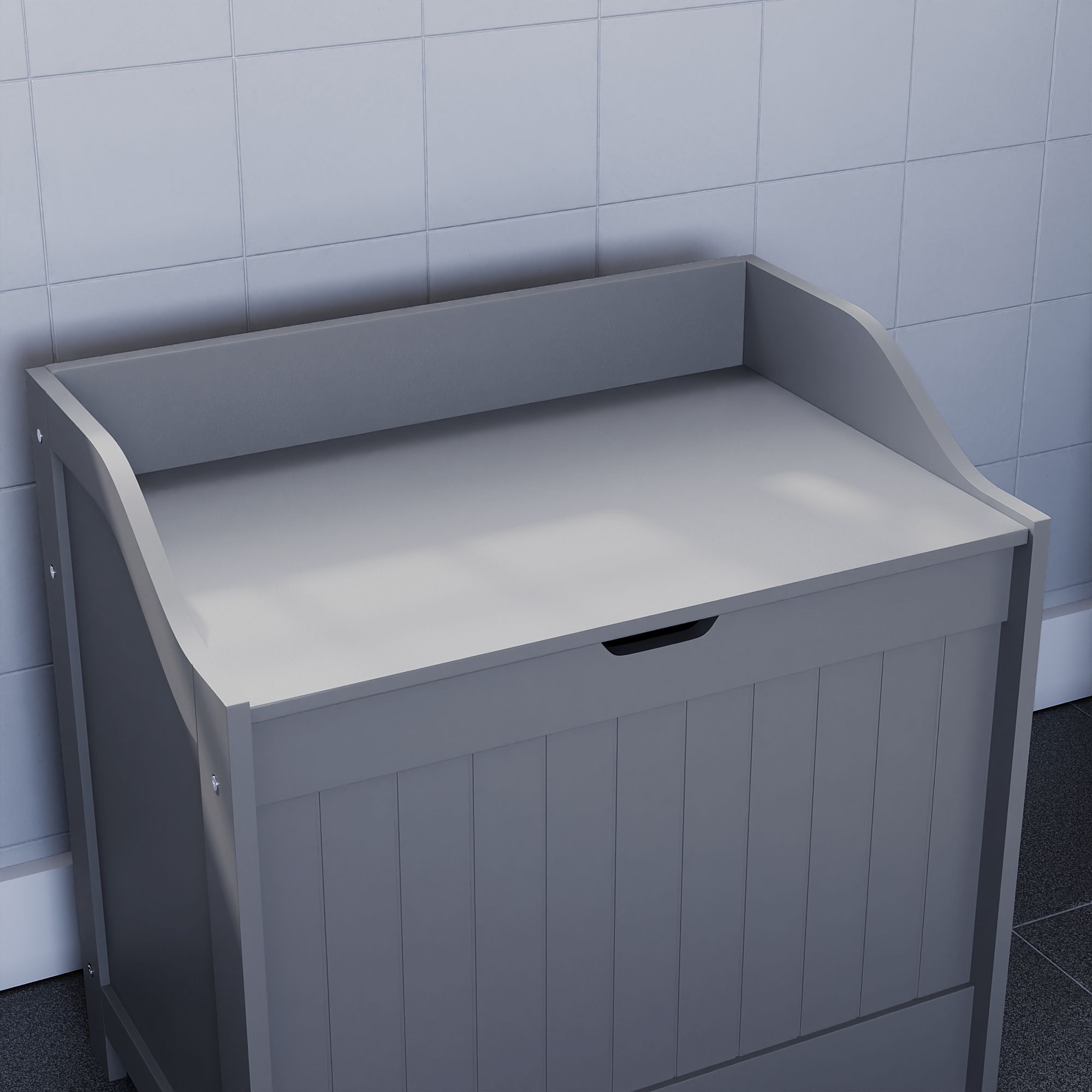 Hayle Matt Grey Wooden Laundry chest