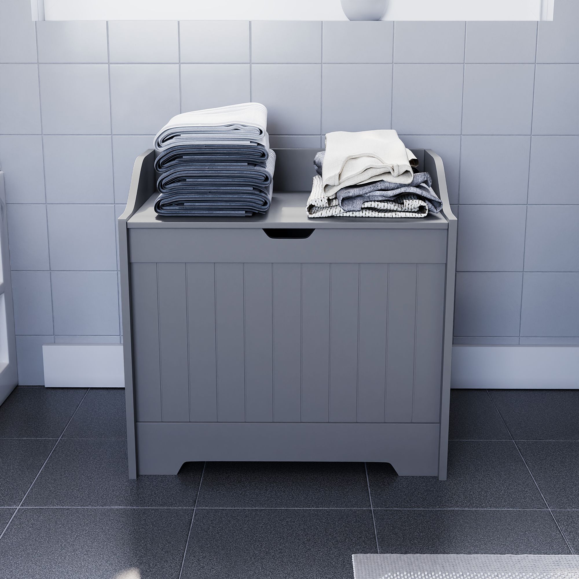 Hayle Matt Grey Wooden Laundry chest
