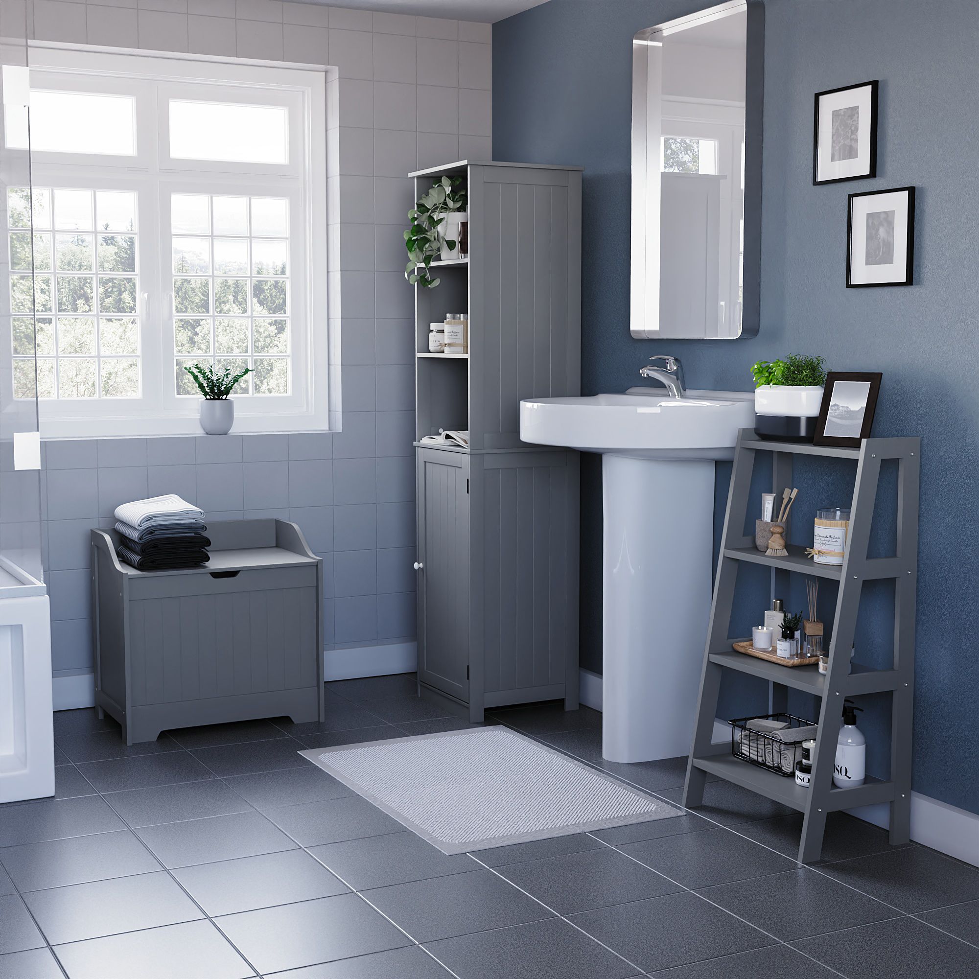Hayle Matt Grey Wooden Laundry chest