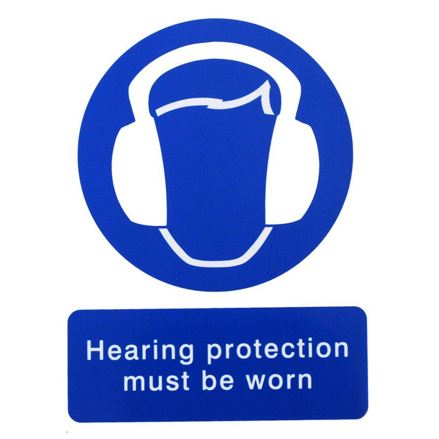 Hearing protection must be worn Selfadhesive labels, (H)200mm (W)150mm DIY at B&Q
