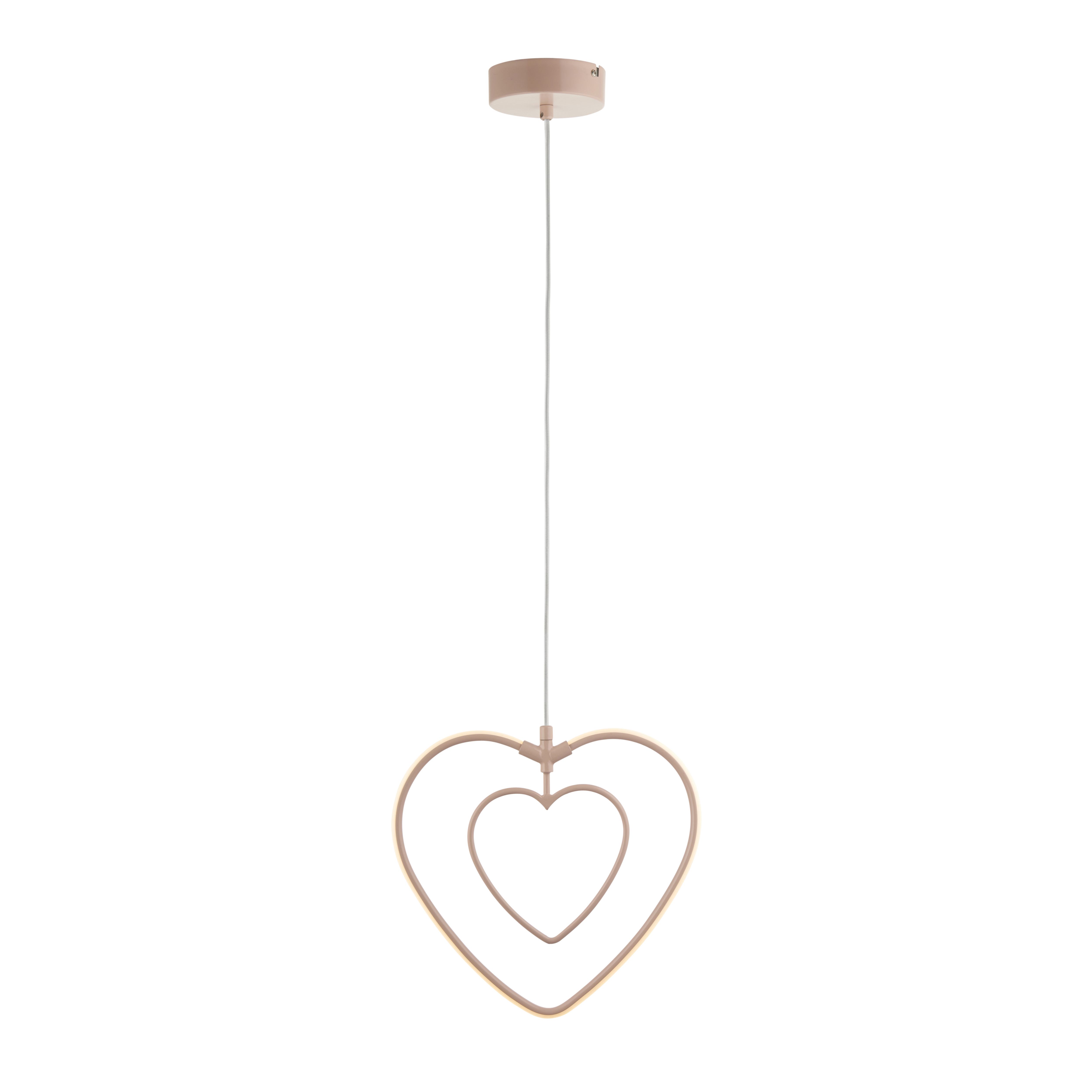 Heart Matt Pink LED Pendant ceiling light, (Dia)310mm