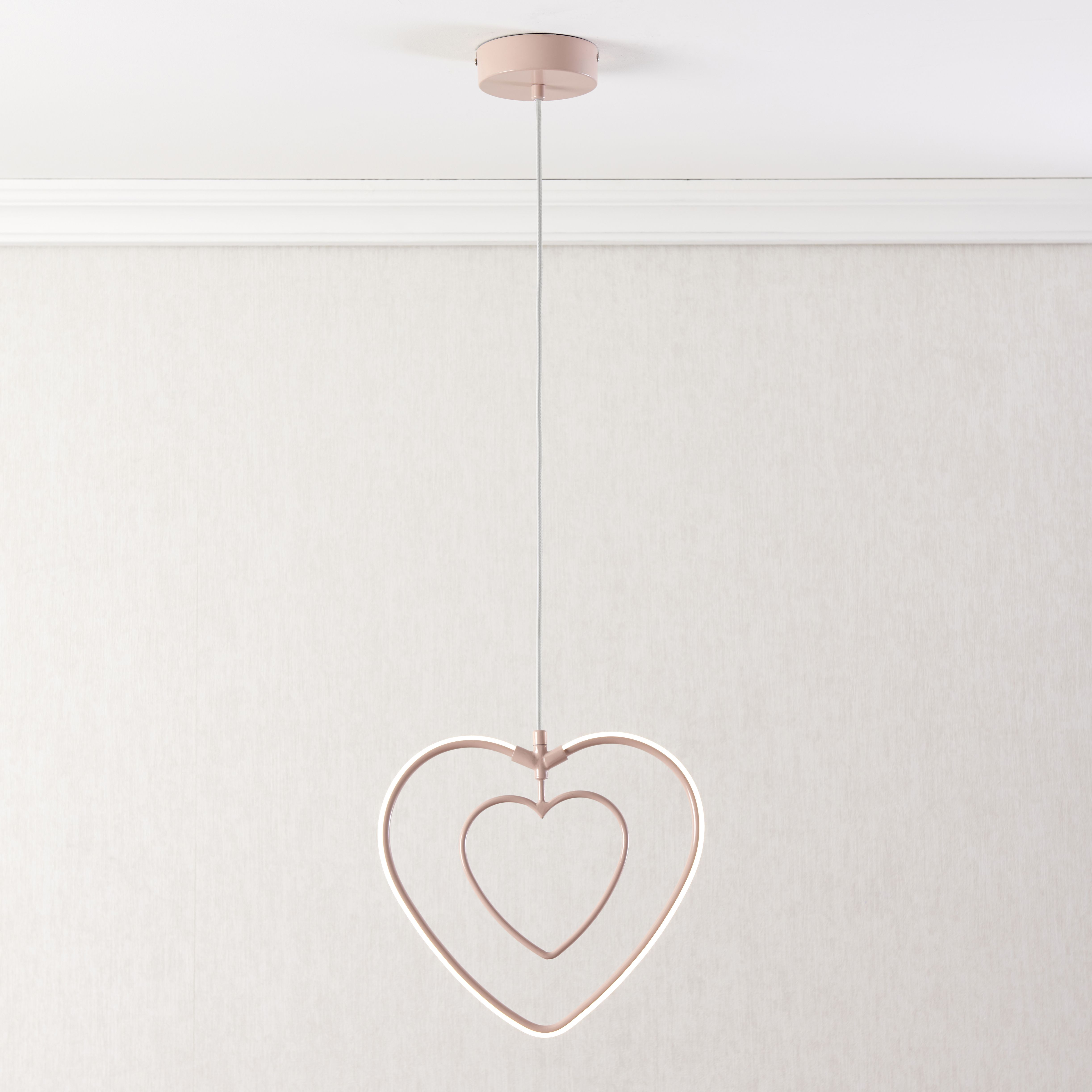 Heart Matt Pink LED Pendant ceiling light, (Dia)310mm