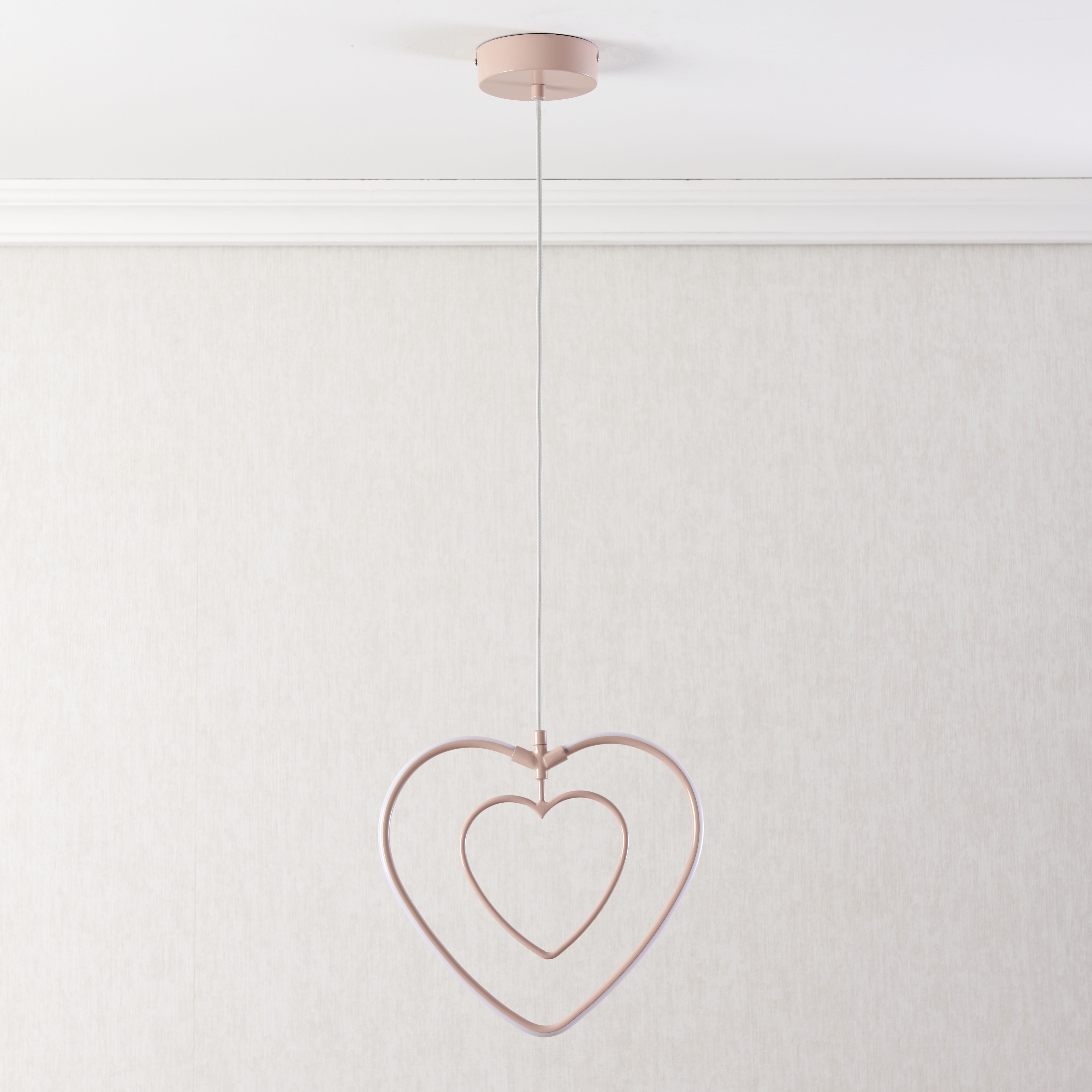 Heart Matt Pink LED Pendant ceiling light, (Dia)310mm
