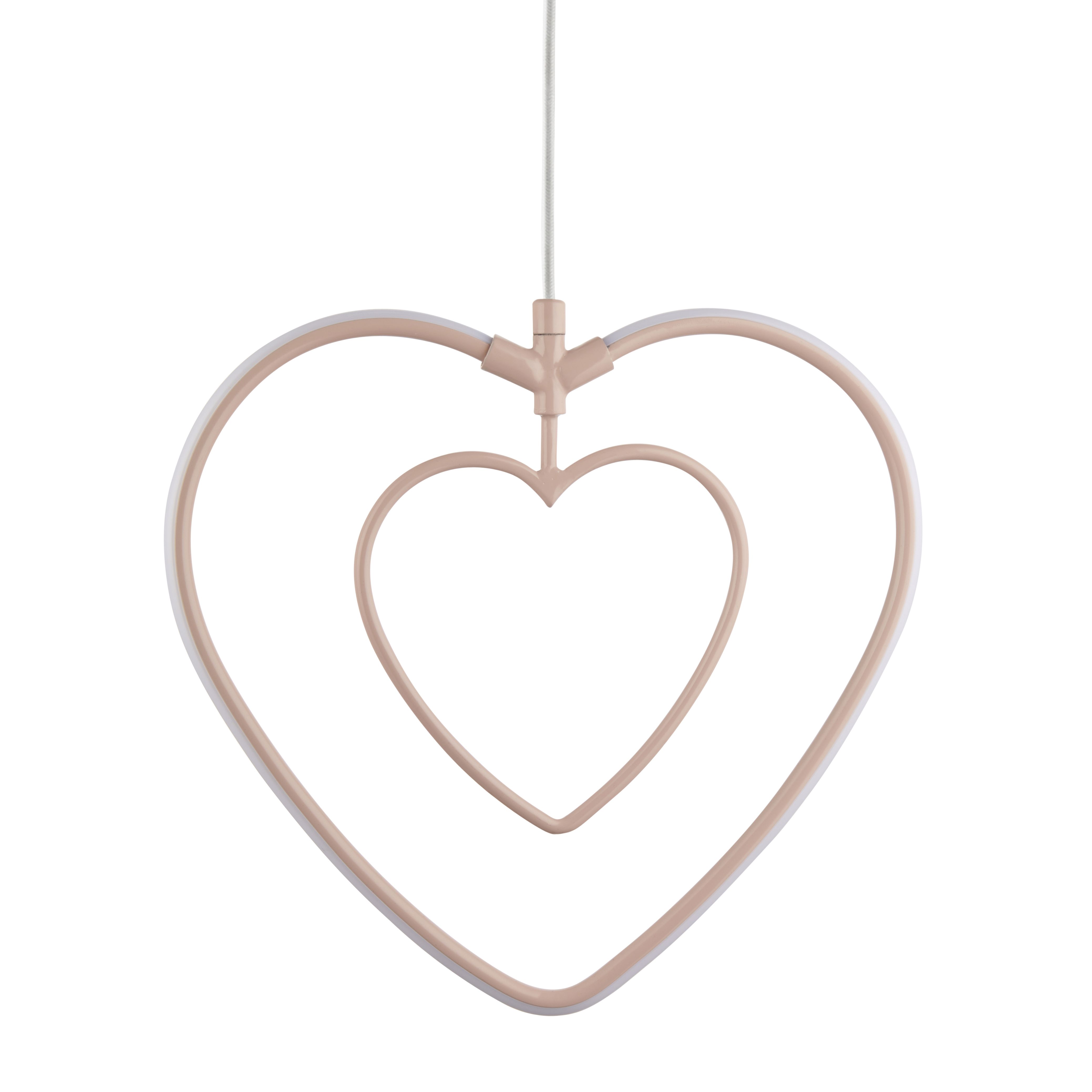 Heart Matt Pink LED Pendant ceiling light, (Dia)310mm