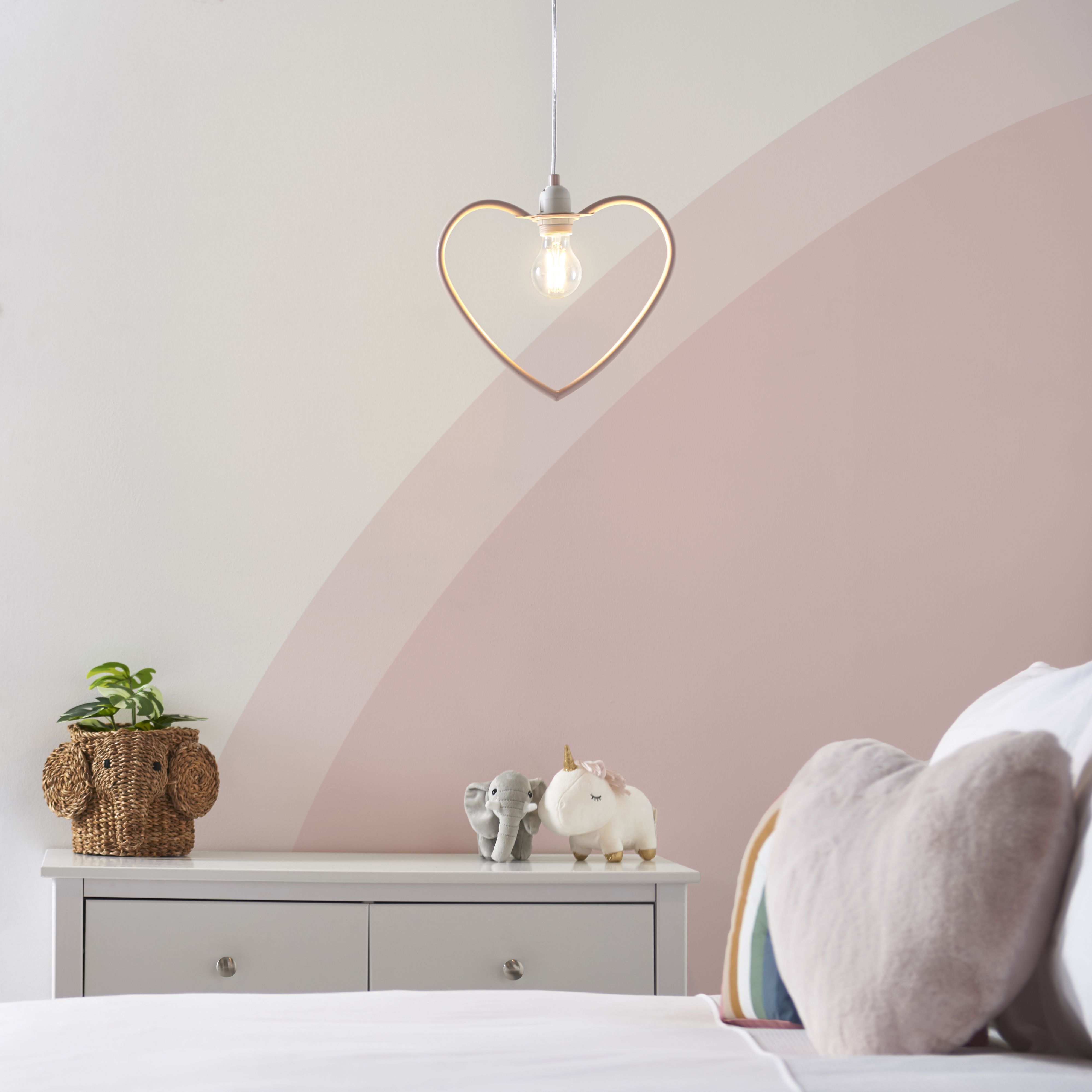 Heart Matt Pink Pendant ceiling light, (Dia)295mm