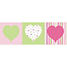 Hearts Green, pink & white Box art, Set of 3 (H)200mm (W)200mm