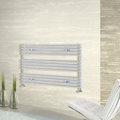 Heating Style Iridio Chrome effect Horizontal Designer Radiator, (W)1000mm x (H)600mm