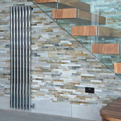 Heating Style Mayfair Chrome effect Vertical Designer Radiator, (W)435mm x (H)1800mm