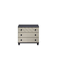 Hektor Matt black & soft grey 3 Drawer Chest of drawers (H)710mm (W)600mm (D)420mm