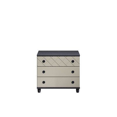 Hektor Matt black & soft grey 3 Drawer Chest of drawers (H)710mm (W)600mm (D)420mm