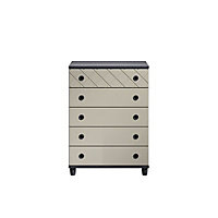 Hektor Matt black & soft grey 5 Drawer Chest of drawers (H)1100mm (W)800mm (D)420mm