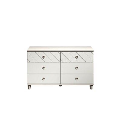 Hektor Matt white elm effect 6 Drawer Chest of drawers (H)710mm (W)1200mm (D)420mm