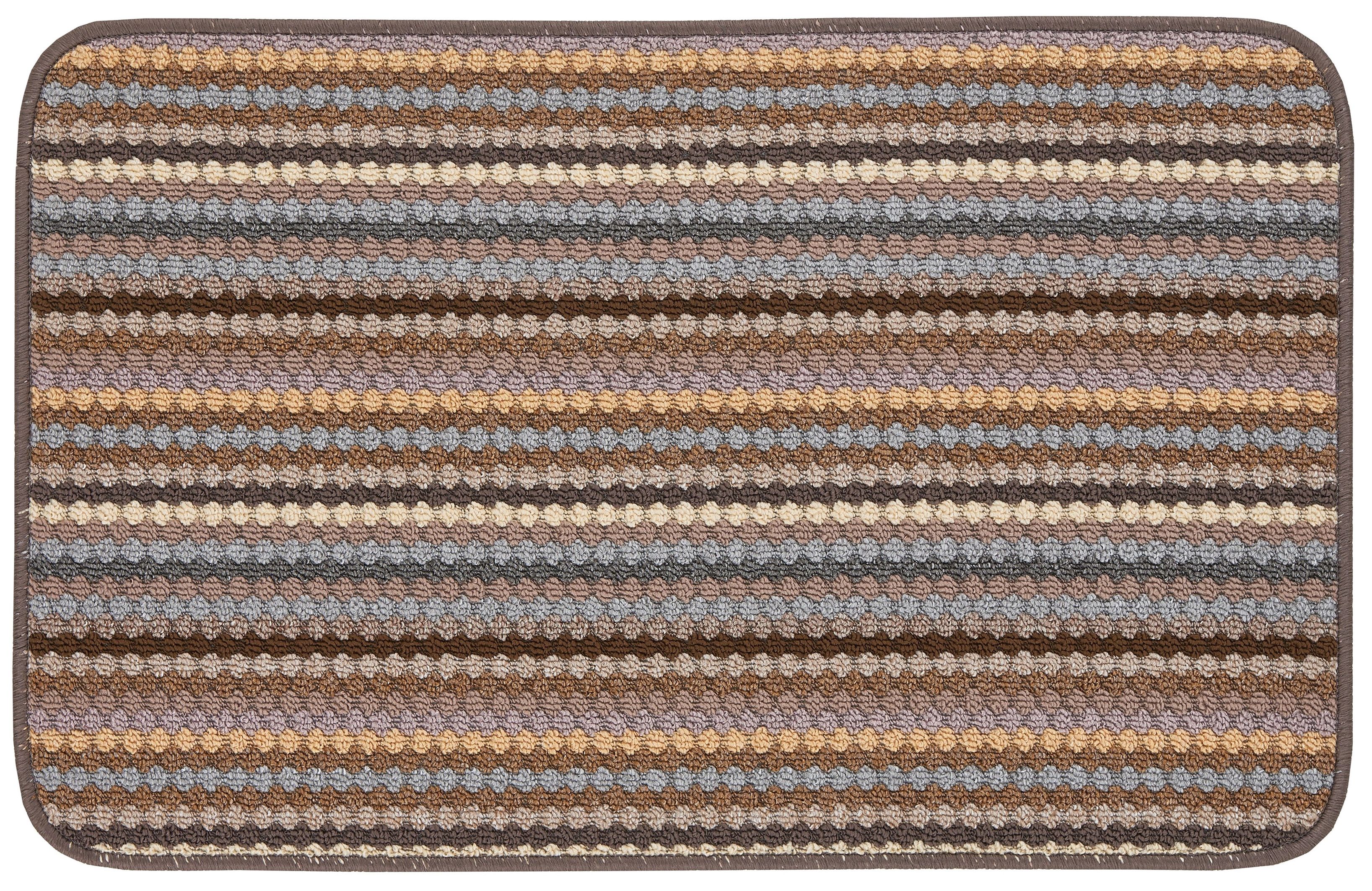 Helsinki Beige Striped Heavy duty Mat, 140cm x 80cm