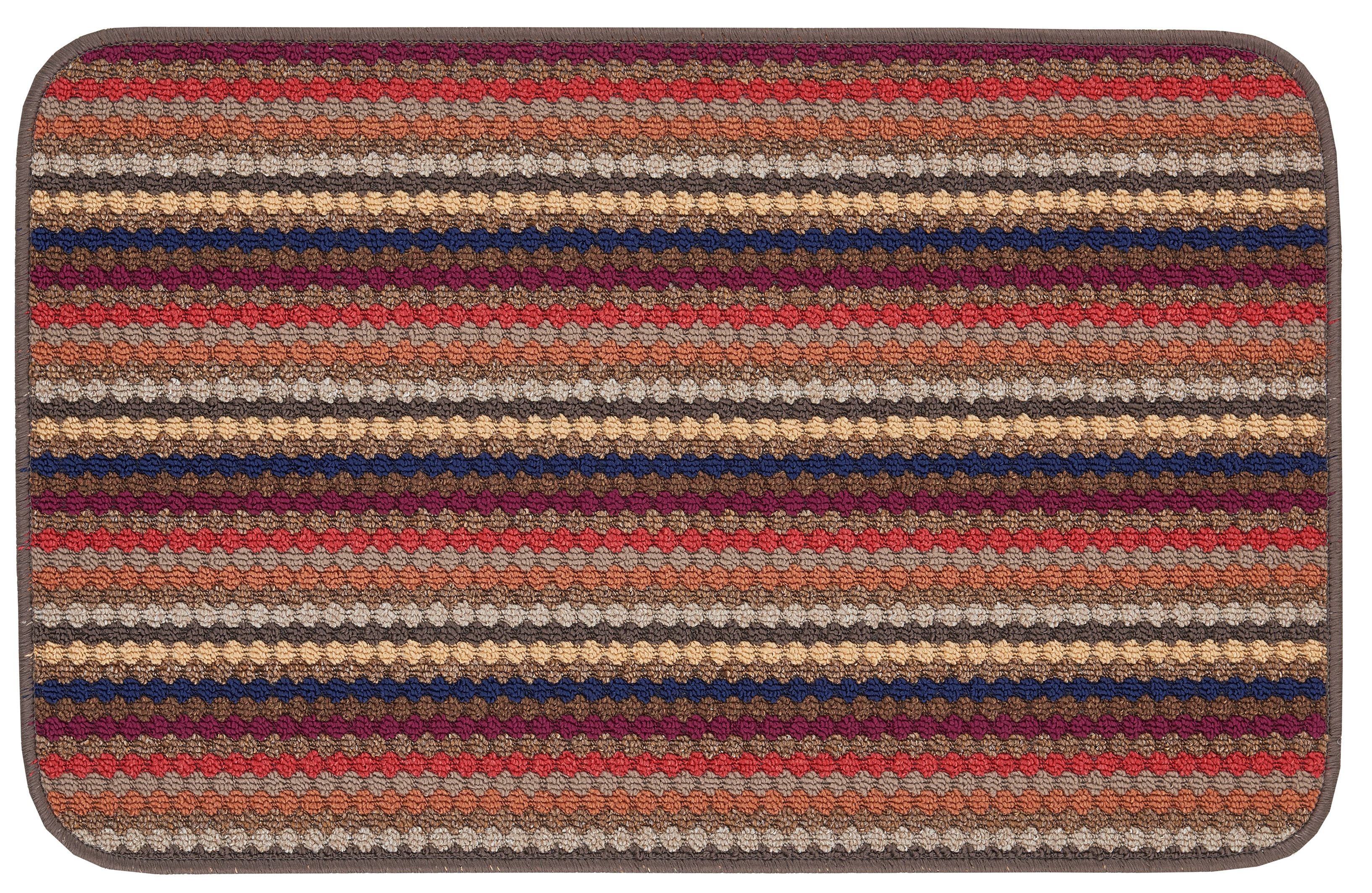 Helsinki Brown Striped Heavy duty Mat, 90cm x 57cm