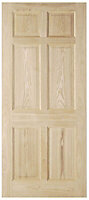 Hensley 6 panel Unglazed Hardwood veneer External Front/back door, (H)1981mm (W)838mm