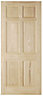 Hensley 6 panel Unglazed Hardwood veneer External Front/back door, (H)1981mm (W)838mm