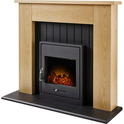 Henson Black Oak effect Freestanding Electric Stove suite | DIY at B&Q