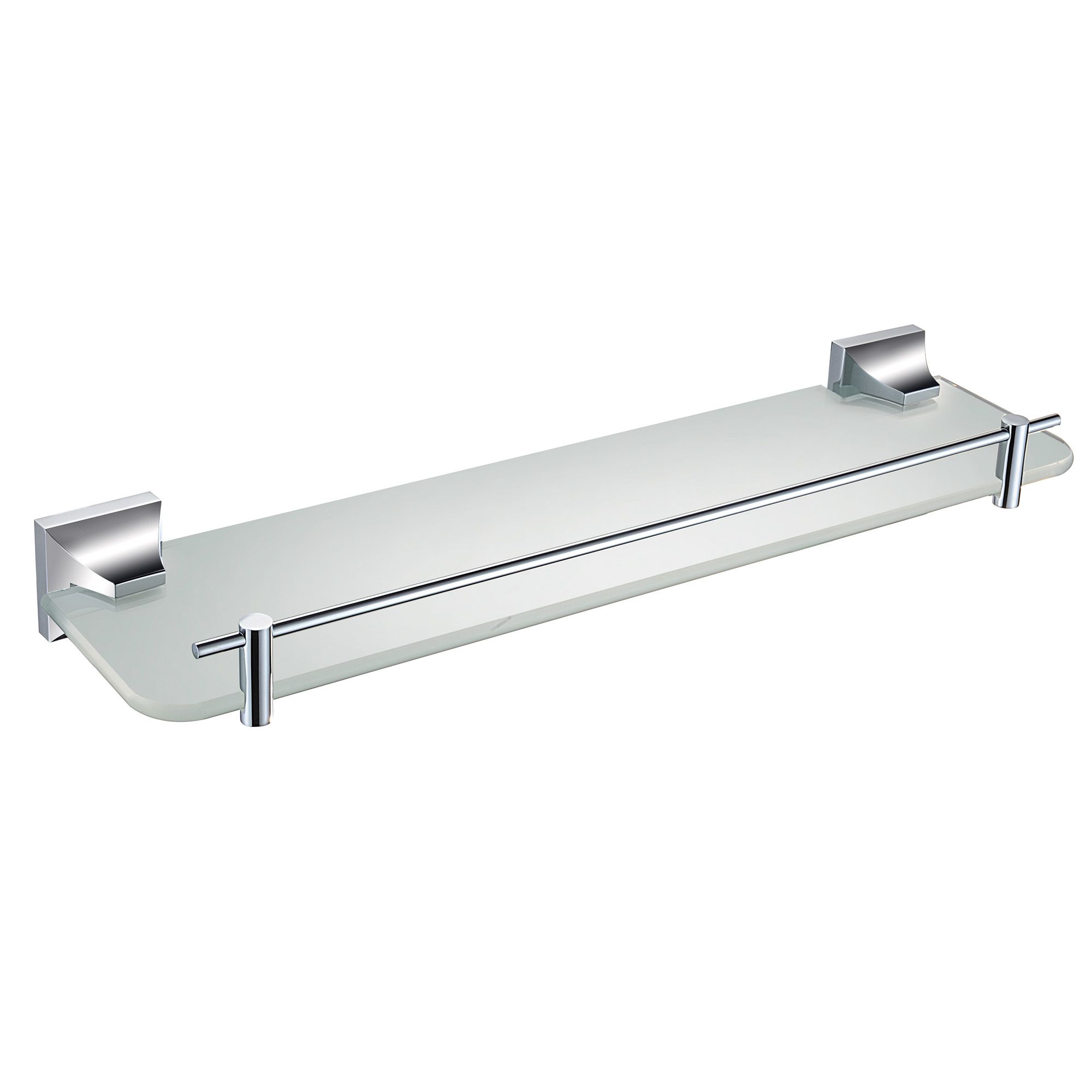 Heritage Chancery Gloss Polished Chrome effect Glass Wall-mounted Bathroom Shelf (D)12.8cm (H)5.5cm (L)12.8cm