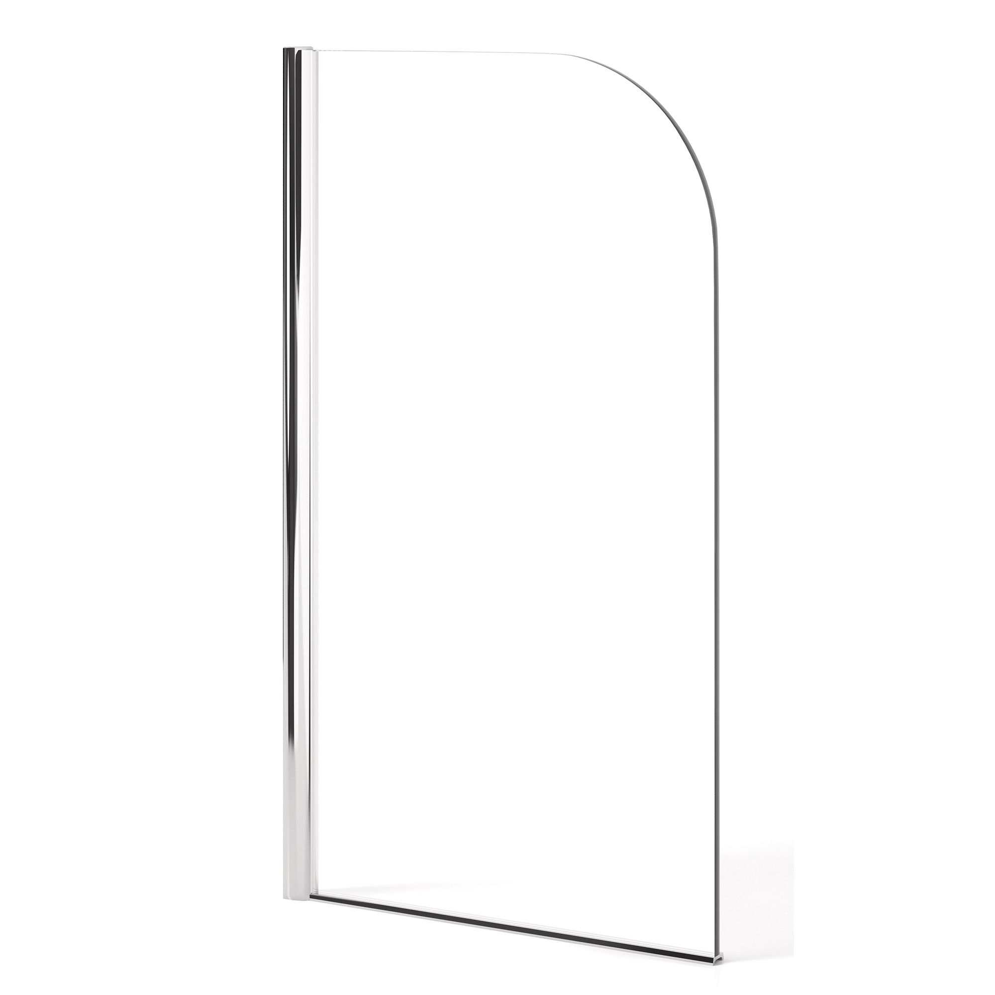 Heritage Corner curved 1 panel Clear glass Chrome effect frame Bath screen, (W) 780mm (H) 1400mm