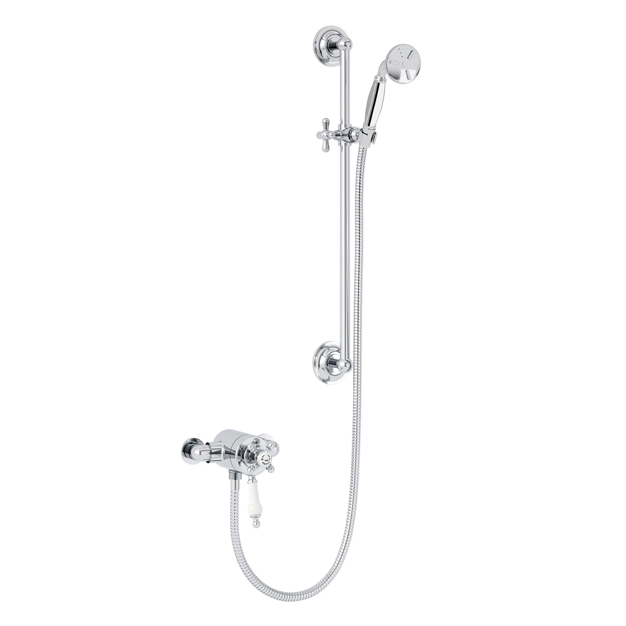 Heritage Highbrook Gloss Chrome effect Single-spray pattern Exposed & Adjustable Shower kit