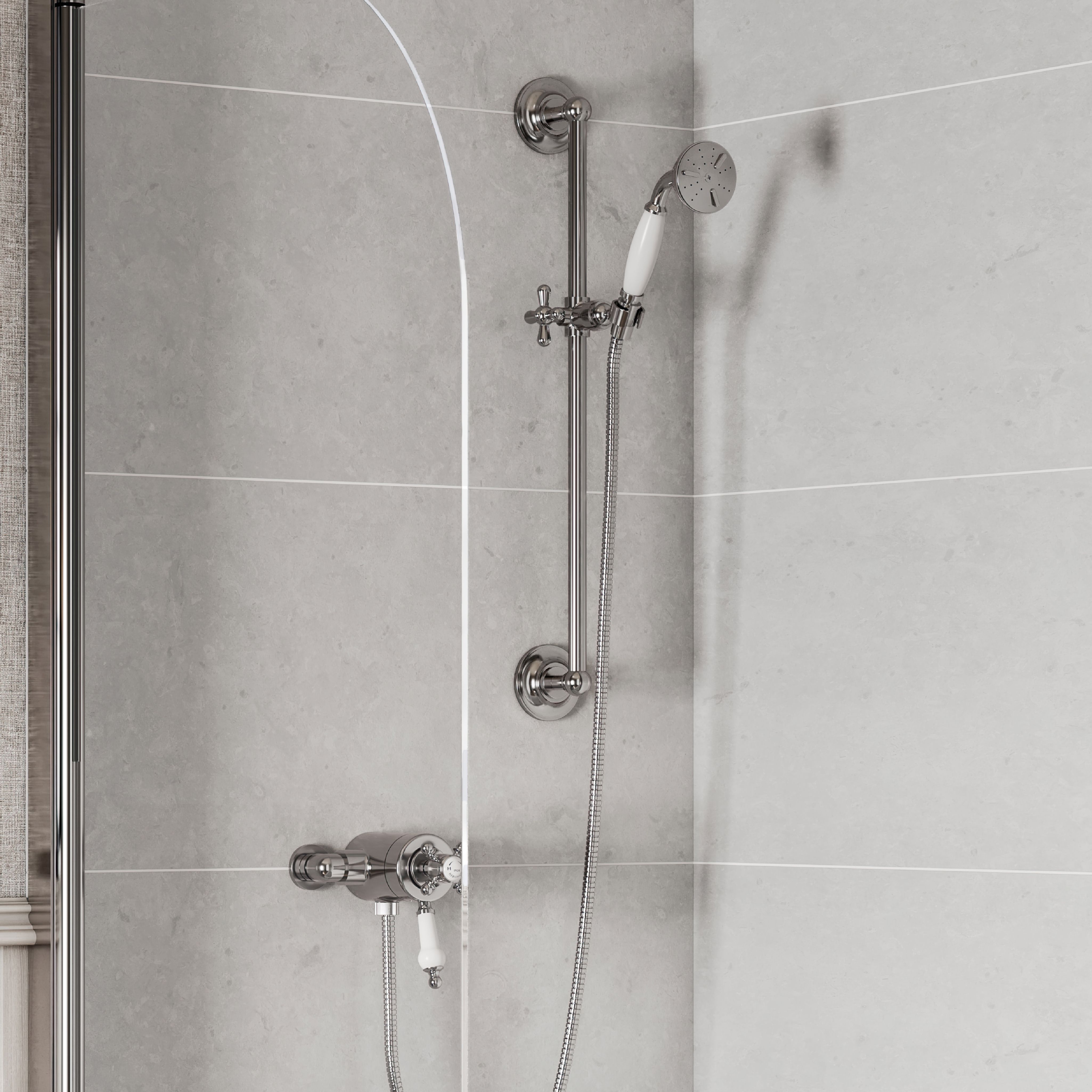 Heritage Highbrook Gloss Chrome effect Single-spray pattern Exposed & Adjustable Shower kit