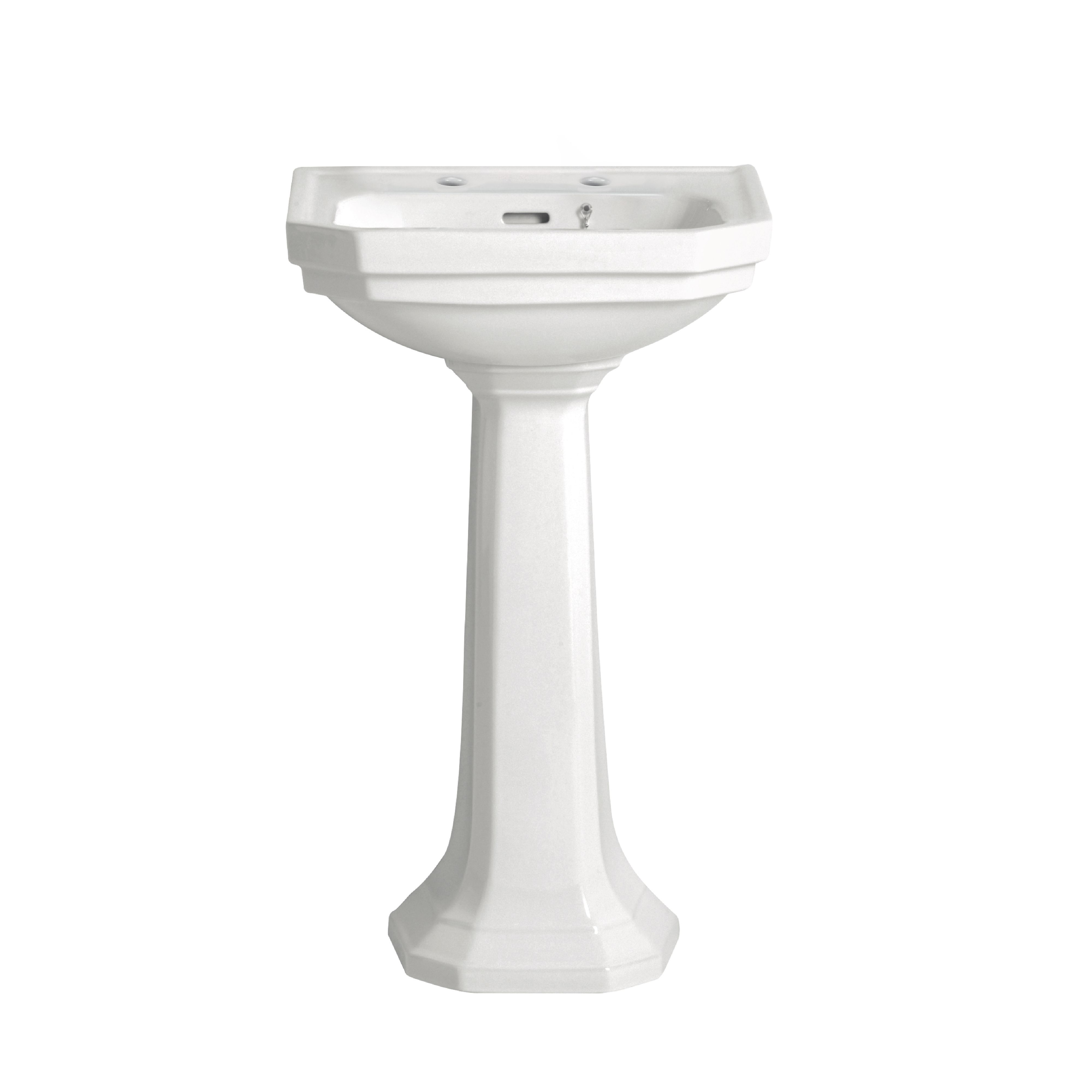 Heritage Upperton Gloss White D-shaped Wall-mounted Cloakroom Basin (H)81cm (W)49cm