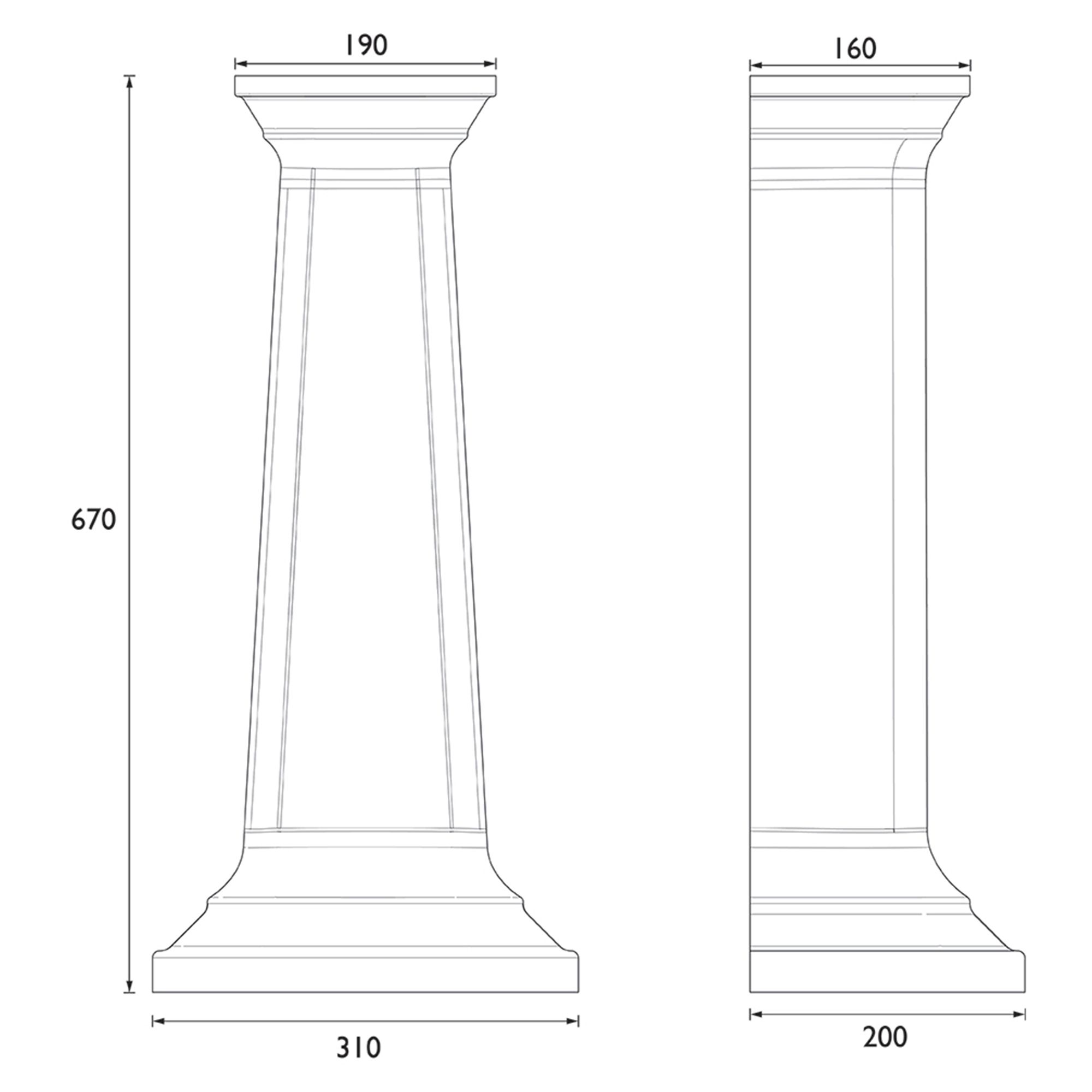 Heritage Upperton Gloss White D-shaped Wall-mounted Full pedestal 1 tap hole Basin (H)84.5cm (W)60.5cm