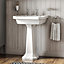 Heritage Upperton Gloss White D-shaped Wall-mounted Full pedestal Basin with 2 tap holes (W)49cm