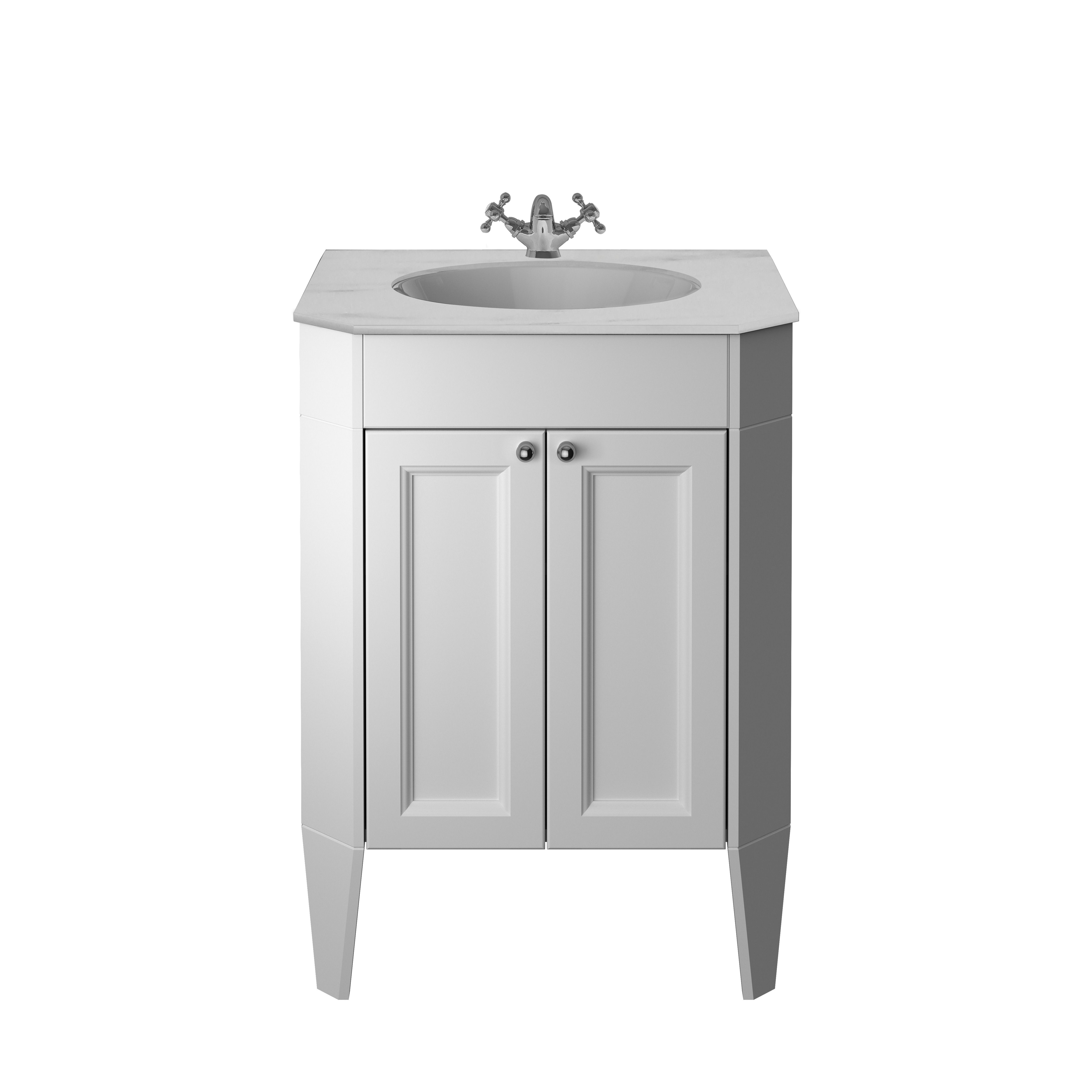 Heritage Winterbourne Matt Mist grey Freestanding Vanity unit & basin set (W)634mm (H)866mm