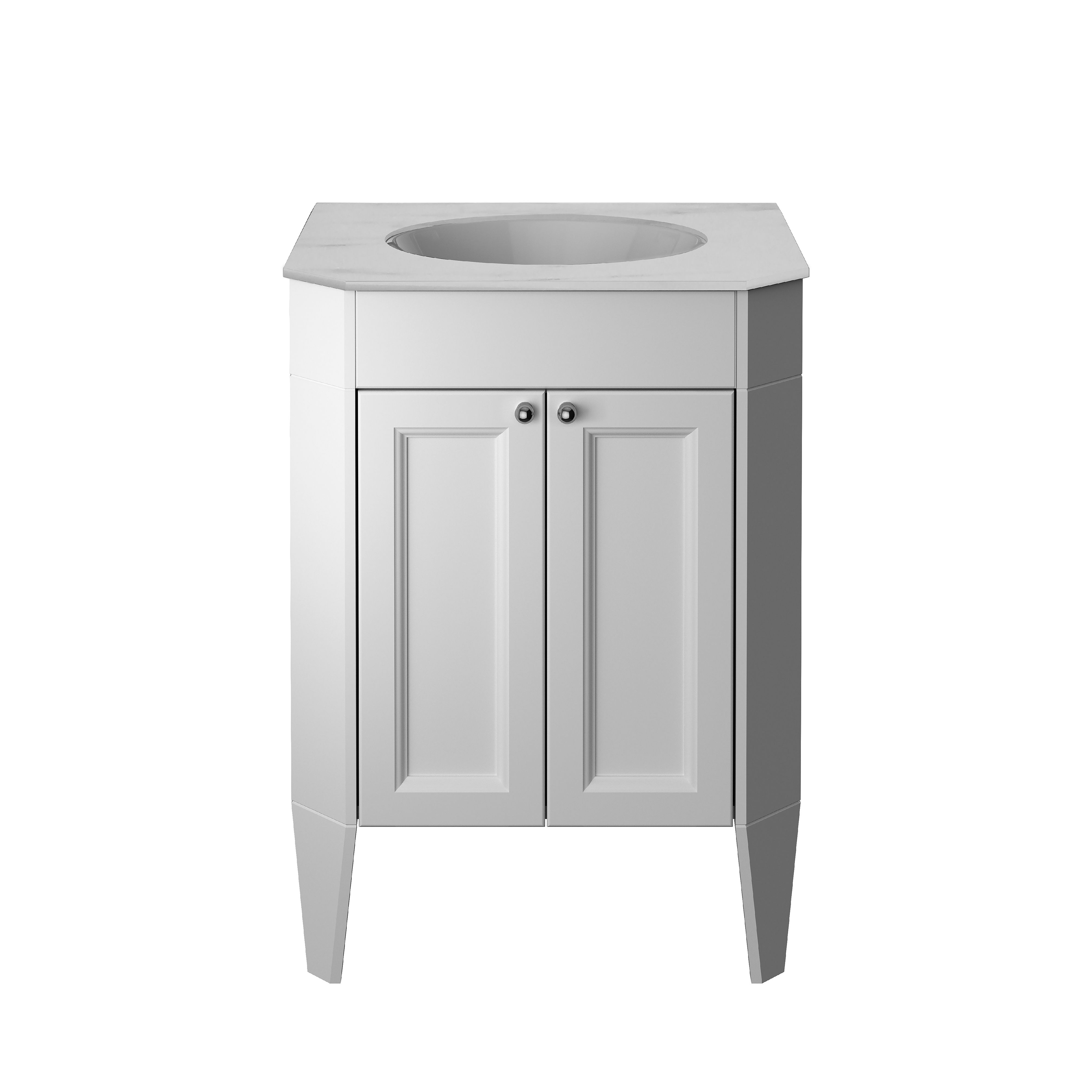 Heritage Winterbourne Matt Mist grey Freestanding Vanity unit & basin set (W)634mm (H)866mm