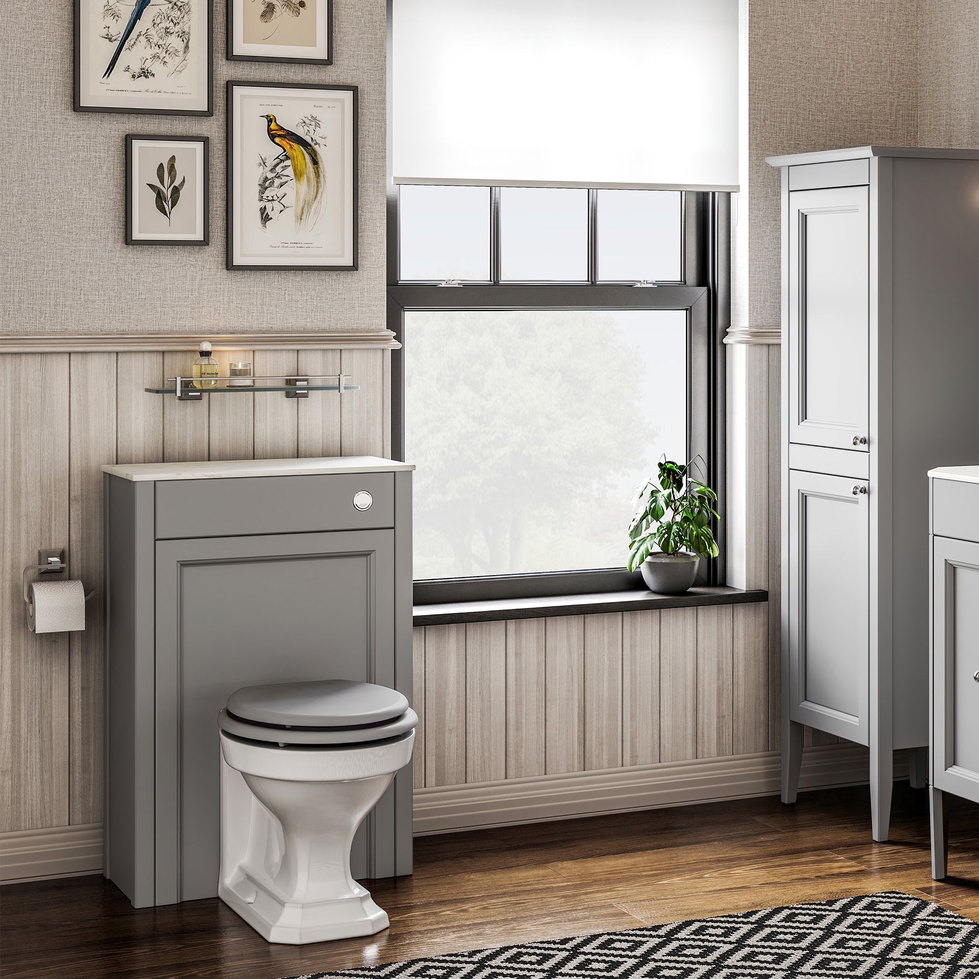 Heritage Winterbourne Mist grey Toilet set | DIY at B&Q