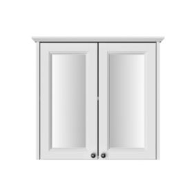 Heritage Winterbourne Satin Mist Grey Double Bathroom Wall cabinet With 2 mirror doors (H)595mm (W)640mm