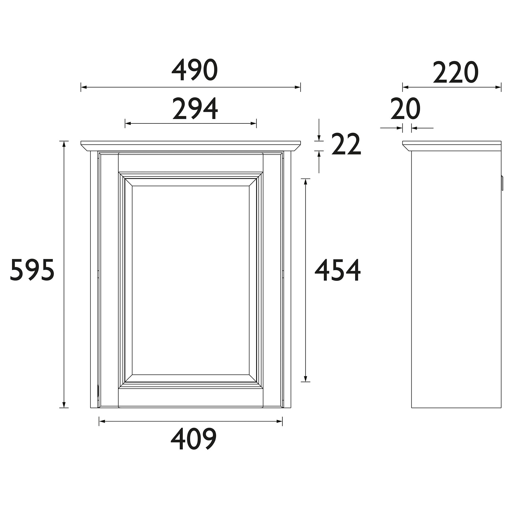 Heritage Winterbourne Satin Mist Grey Single Bathroom Wall cabinet With Mirrored door (H)595mm (W)490mm