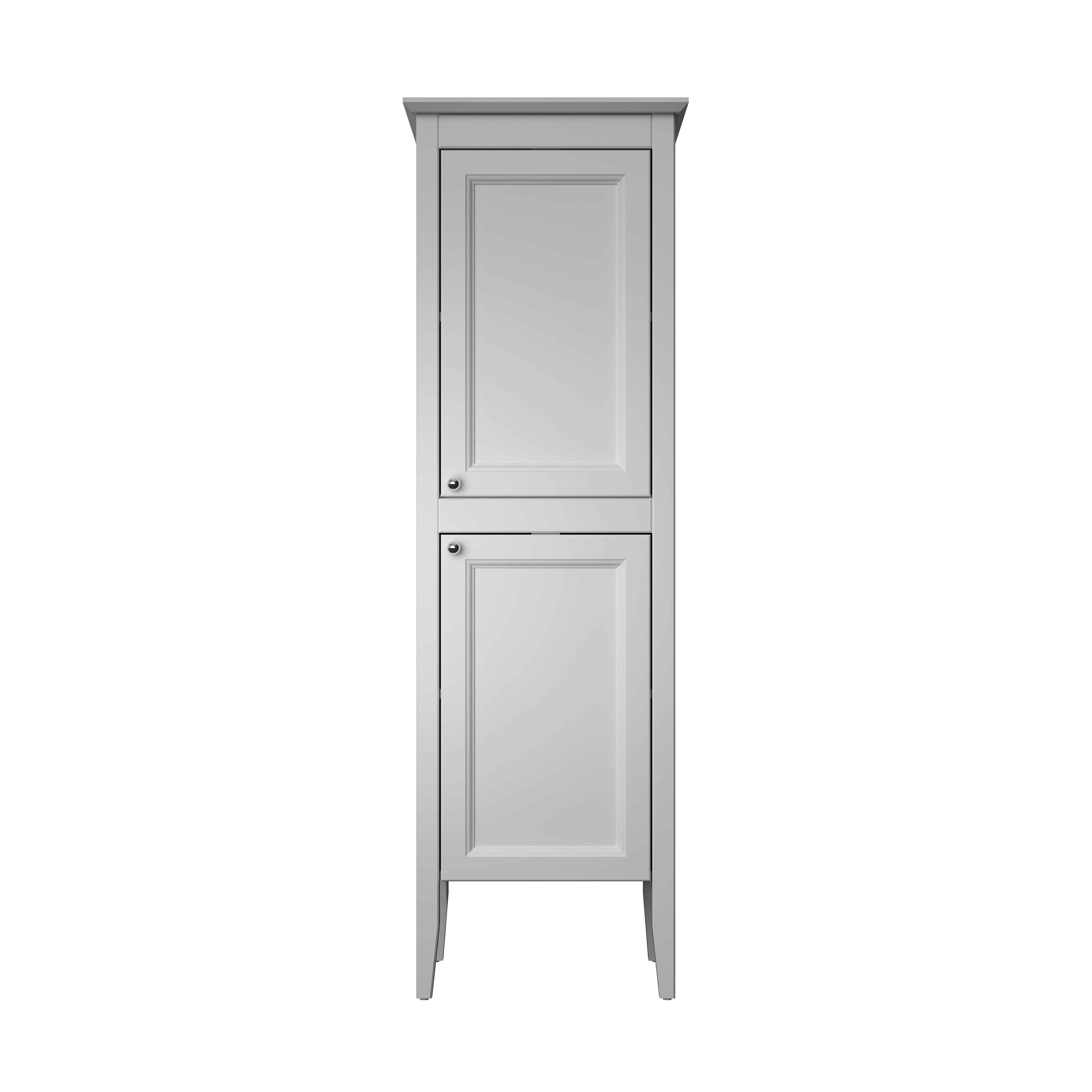 Heritage Winterbourne Tall Satin Mist Grey Double Freestanding Bathroom Cabinet (H)156.5cm (W)45.2cm