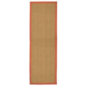 Herringbone weave Brown, orange Rug 180cmx60cm