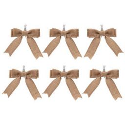 Hessian Hessian effect Bow Decoration, Pack of 6