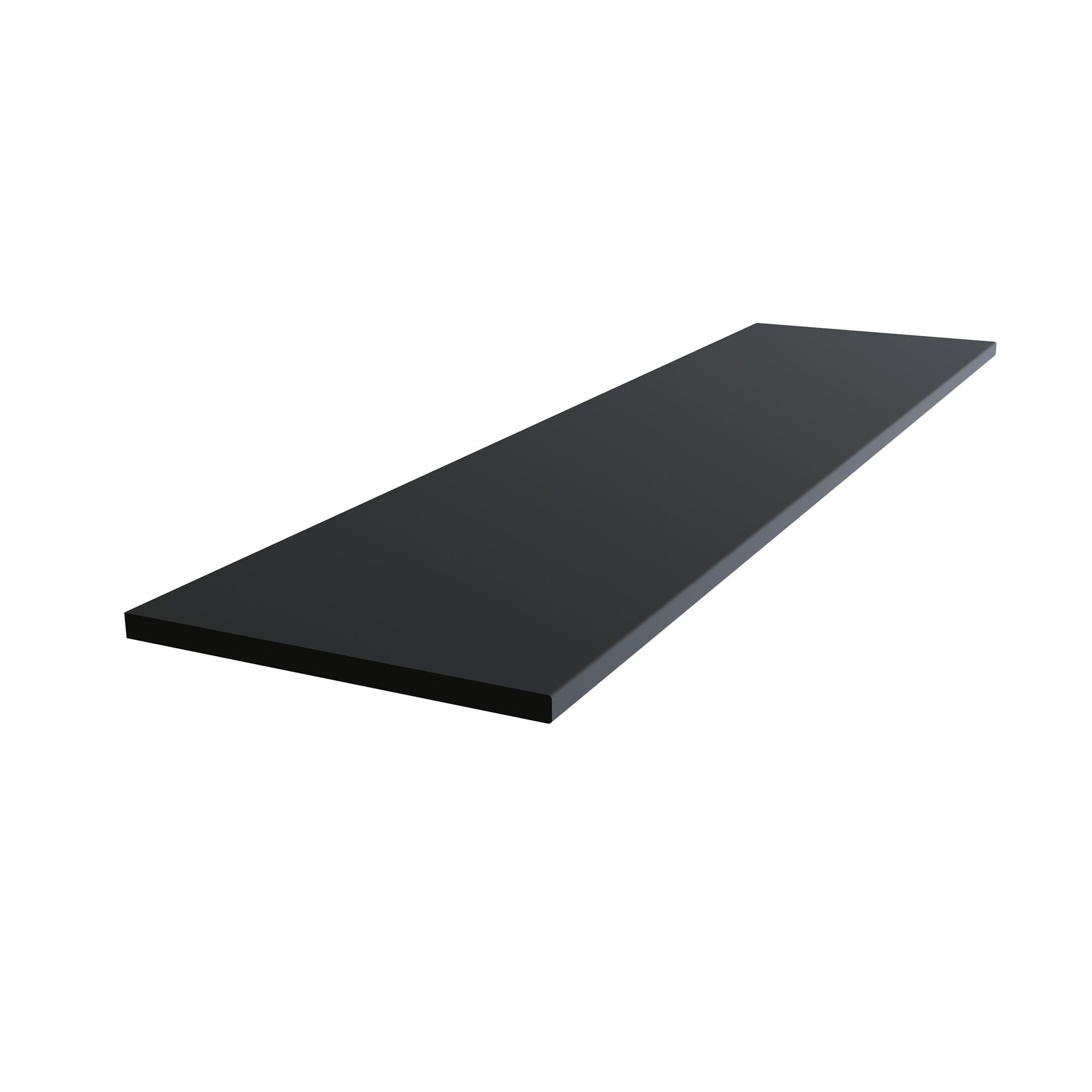 High gloss Black Glitter effect Round edge Chipboard & laminate Bathroom Worktop (T) 2.4cm x (L) 150cm x (W) 38.5cm