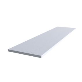 High gloss White Glitter effect Round edge Chipboard & laminate Bathroom Worktop 2.4cm x 2.4cm x 150cm