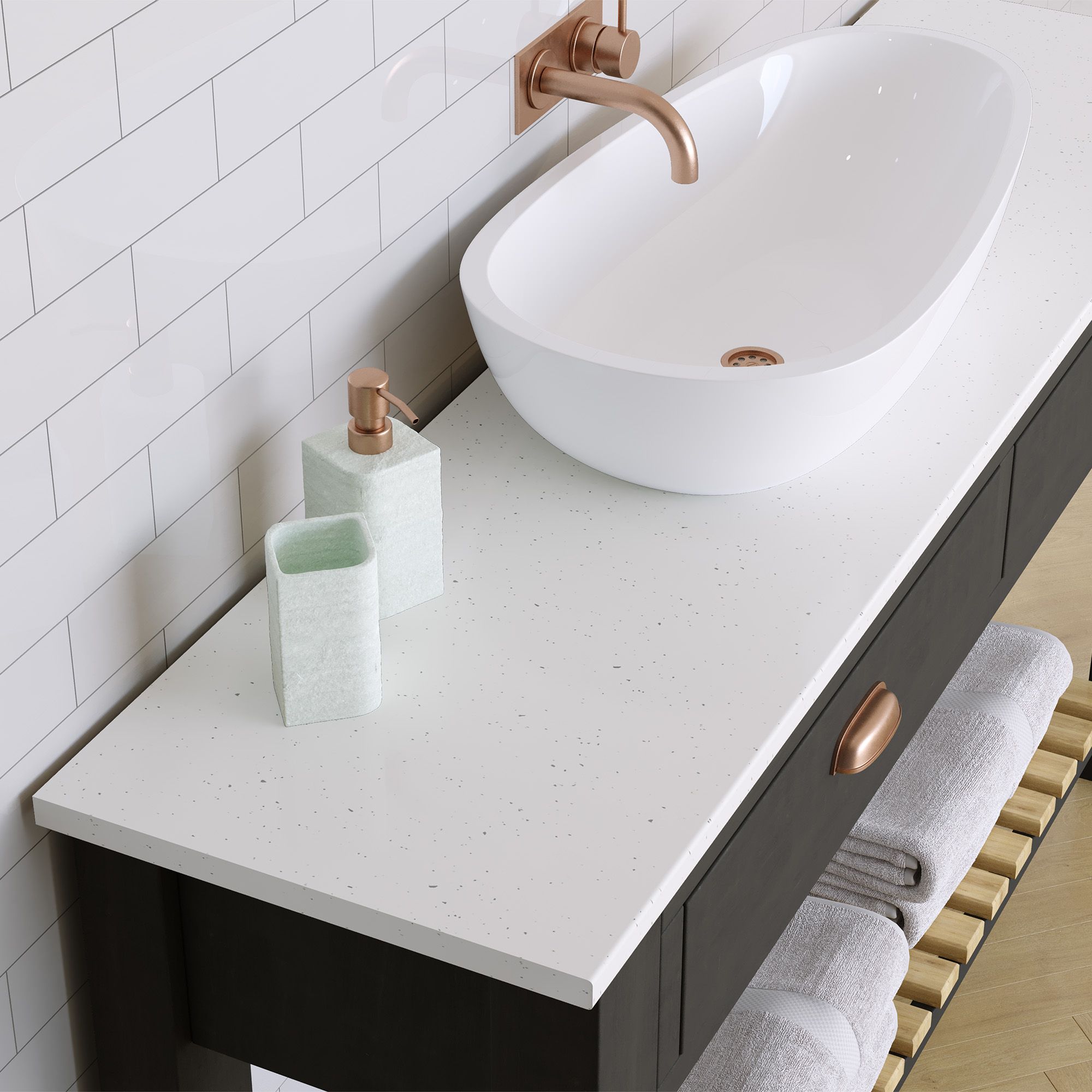 24mm High gloss White Glitter effect Chipboard & laminate Worktop