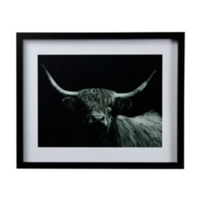 Highland spirit bull Black Framed print (H)430mm (W)530mm