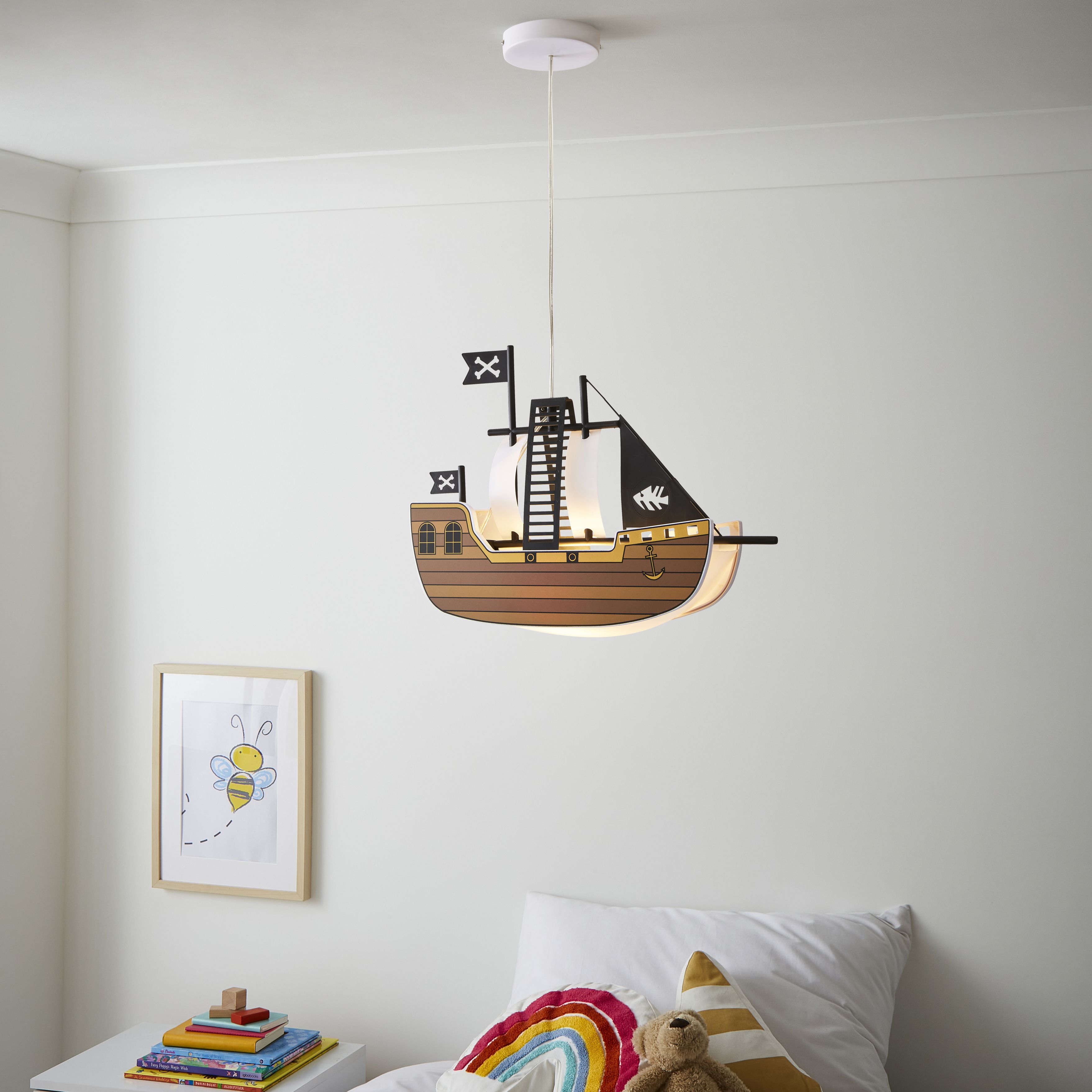 Hikaru Pirate ship Brown Pendant ceiling light, (Dia)422mm