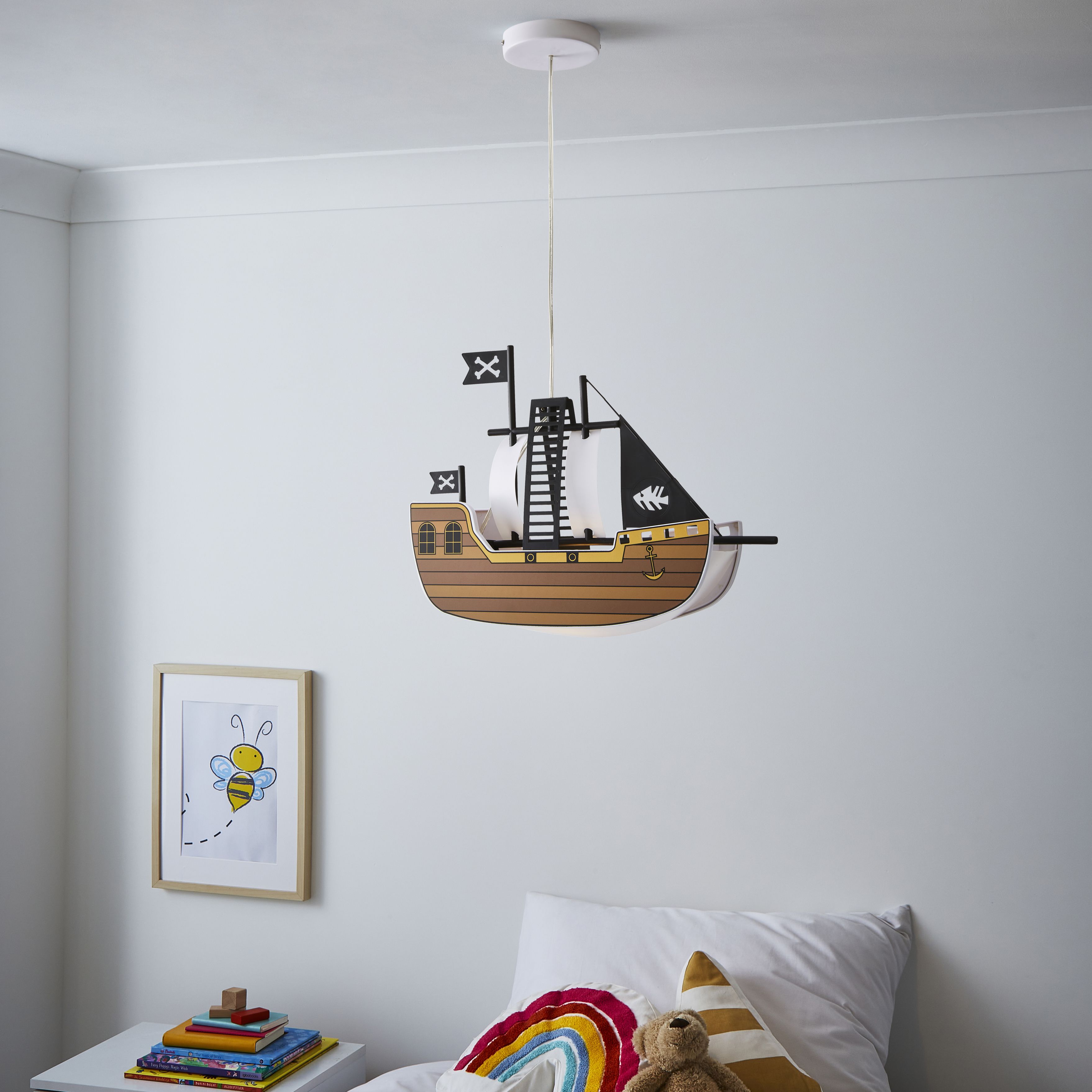 Hikaru Pirate ship Brown Pendant ceiling light, (Dia)422mm