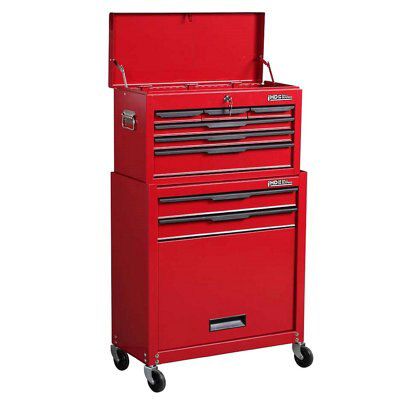 Hilka 8 drawer Red Roller tool cabinet (H)1083mm (W)626mm
