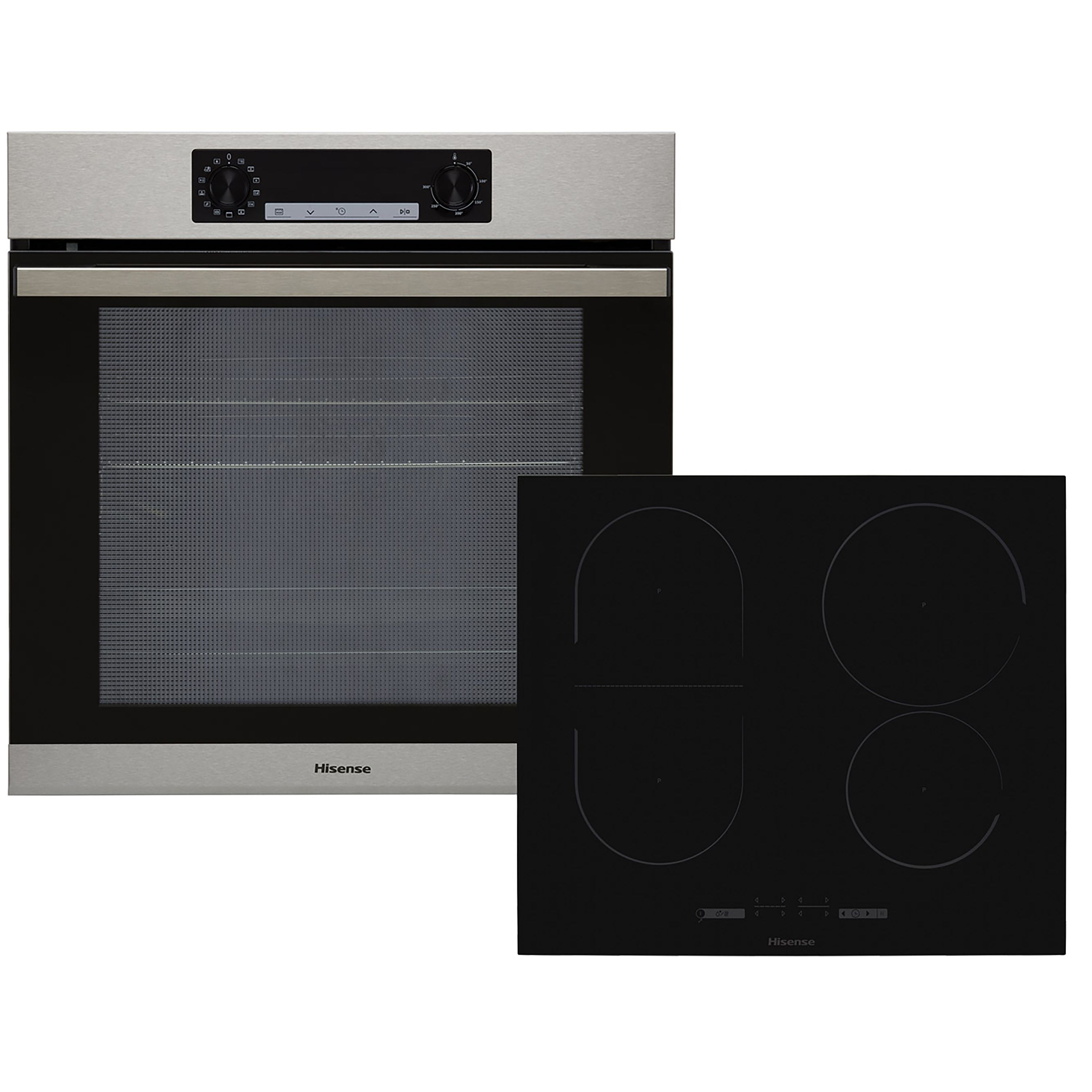 Hisense BI6065IXUK_BK Builtin Single Fan oven & induction hob pack Stainless steel DIY at B&Q